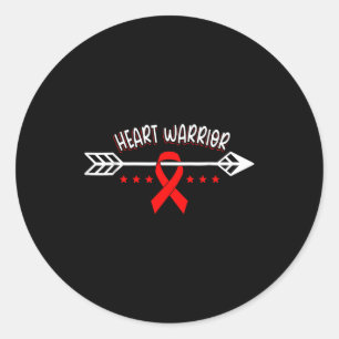 Heart Warrior Red Ribbon Heart Disease Awareness _ Classic Round Sticker
