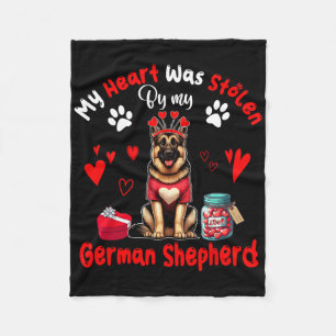 Heart Was Stolen By My German Shepherd Valentine D Fleece Blanket
