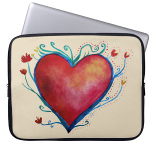 Heart Watercolor Art Neoprene Laptop Sleeve 15"