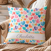 Heart Watercolor Colourful Cute Love Custom Name 