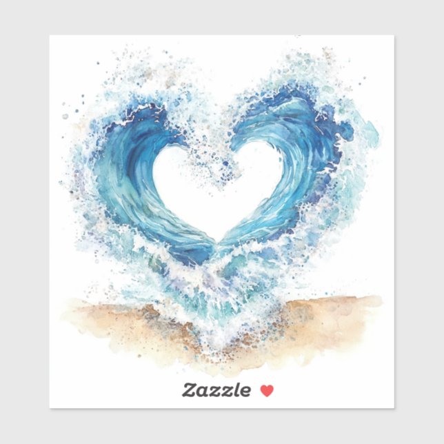 Heart Wave Stickers | Ocean Love Sticker Sheet  (Feuille)