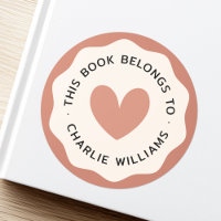 Heart wavy border terracotta cream library book