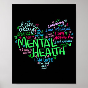 Heart Wear Green For Mental Health Awareness Month Poster