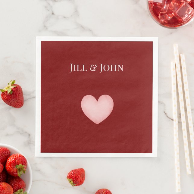 Heart Wedding Dinner Napkin Personalized Names (Insitu)