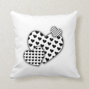 heart  white and black throw pillow