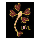 Heart-winged Dragonfly "Love" gold pretty design