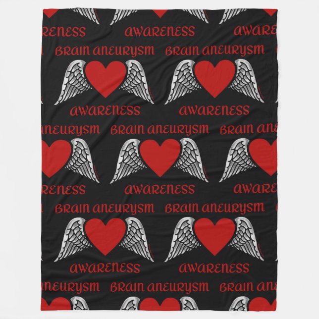 Heart/Wings...Brain Aneurysm Fleece Blanket (Front)