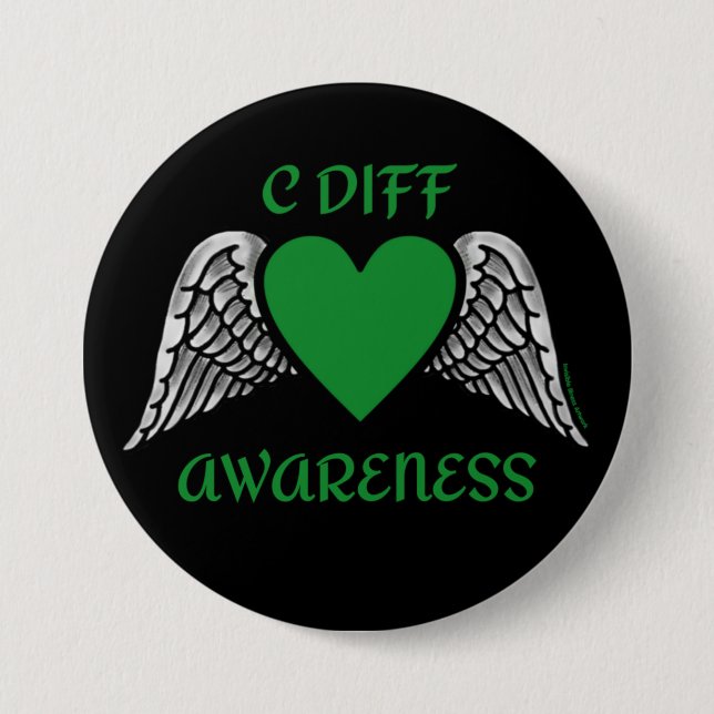 Heart/Wings...C Diff 3 Inch Round Button (Front)