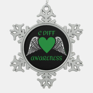 Heart/Wings...C Diff Snowflake Pewter Christmas Ornament