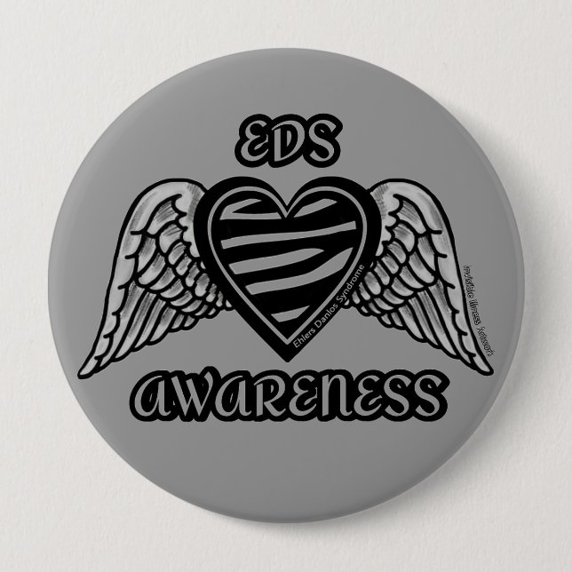 Heart/Wings...EDS 4 Inch Round Button (Front)