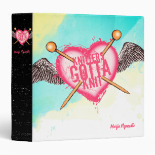 Heart wings knitting needles crafts pattern binder