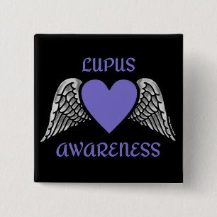 Heart/Wings...Lupus  2 Inch Square Button