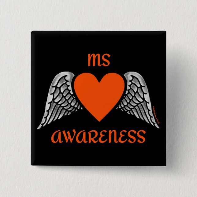 Heart/Wings...MS 2 Inch Square Button (Front)