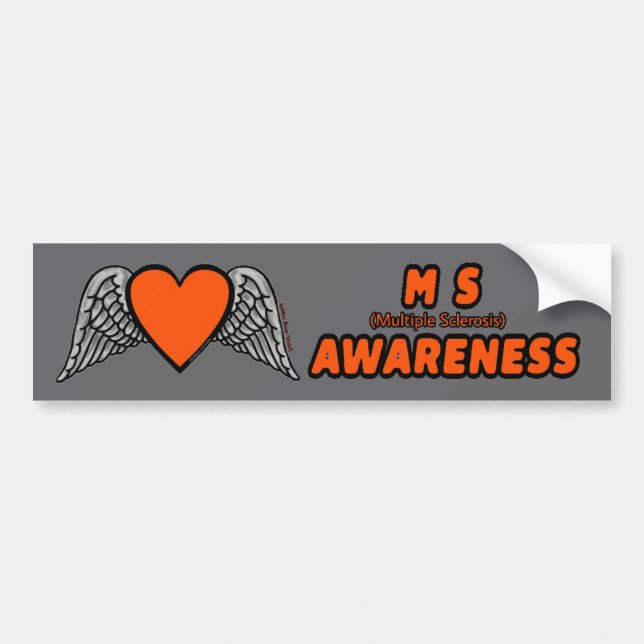 Heart/Wings...MS Bumper Sticker (Front)