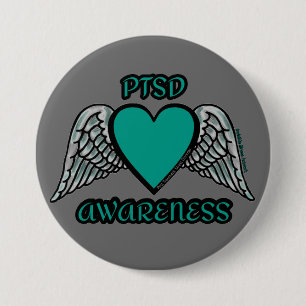 Heart/Wings...PTSD 3 Inch Round Button