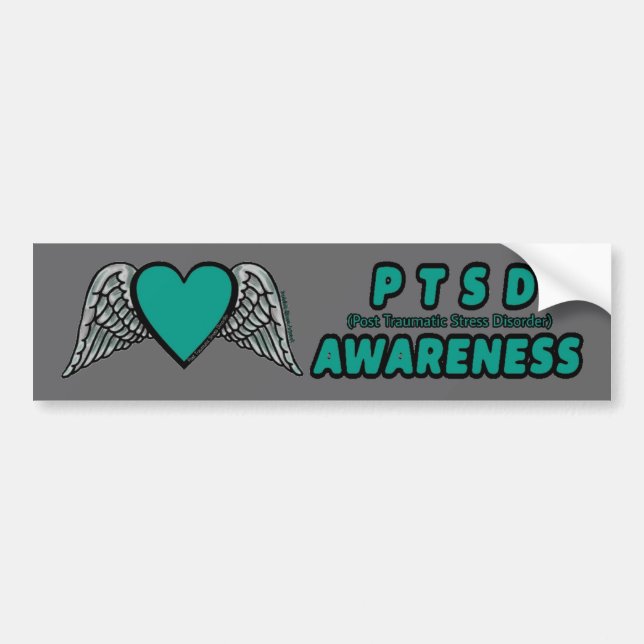Heart/Wings...PTSD Bumper Sticker (Front)