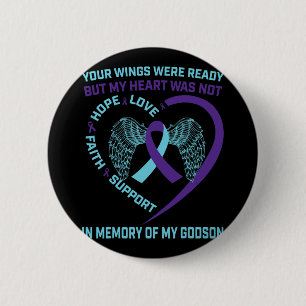 Heart Wings Ribbon Hope Suicide Awareness Preventi 2 Inch Round Button