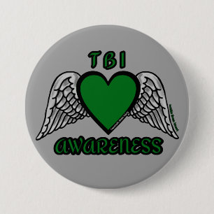 Heart/Wings...TBI 3 Inch Round Button