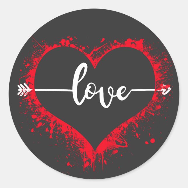 Heart with an arrow in the shape of love classic round sticker (Front)