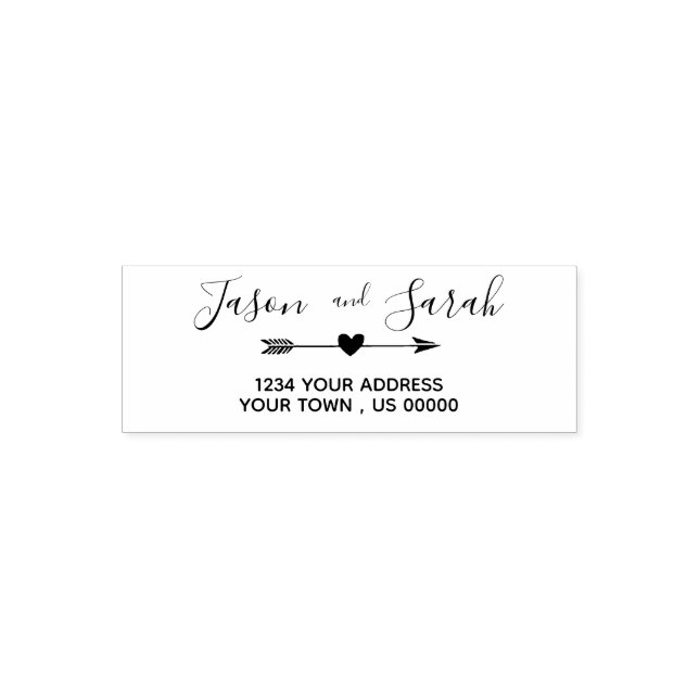 heart with arrow bride and groom self-inking stamp (Design)