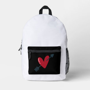 Heart With Arrow Valentine Minimal T-Shirt Printed Backpack