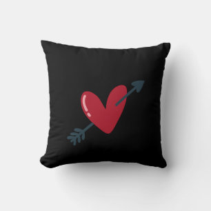 Heart With Arrow Valentine Minimal T-Shirt Throw Pillow