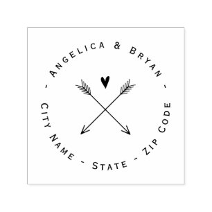 Heart with Arrows Return Address Self-inking Stamp