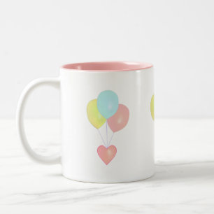 Heart with Balloons Two-Tone Coffee Mug
