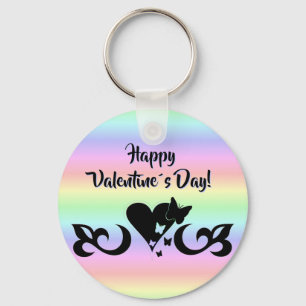 Heart with Butterfly and Lily Keychain