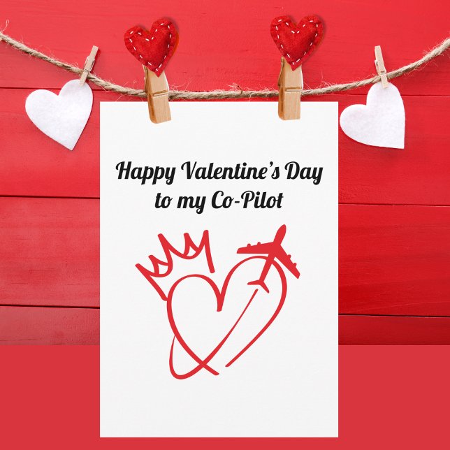 Heart with crown & airplane flying,simple, modern card (Creator Uploaded)