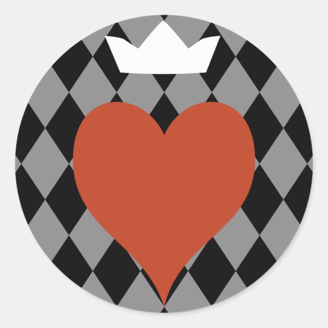 Heart with Crown Classic Round Sticker (Front)