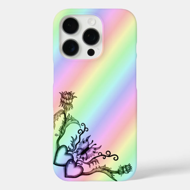 Heart with Flower and Butterfly Case-Mate iPhone Case (Back)