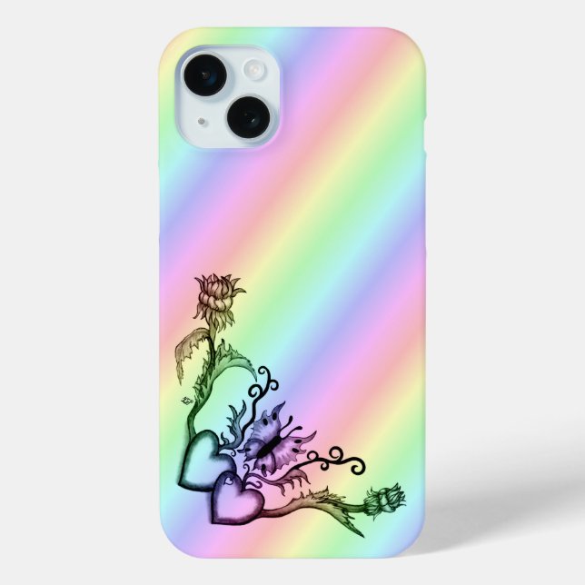 Heart with Flower and Butterfly Case-Mate iPhone Case (Back)