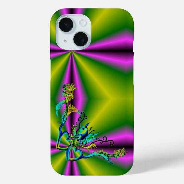 Heart with Flower and Butterfly Case-Mate iPhone Case (Back)