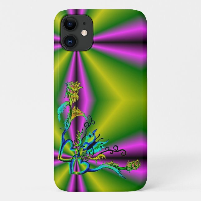 Heart with Flower and Butterfly Case-Mate iPhone Case (Back)