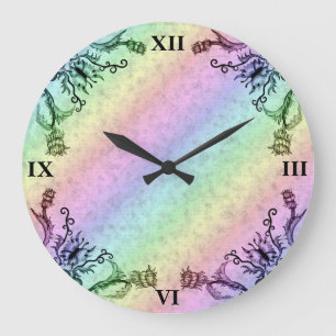 Heart with Flower and Butterfly Large Clock