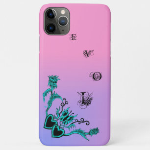 Heart with Flower and Butterfly on Pink Rainbow iPhone 11 Pro Max Case