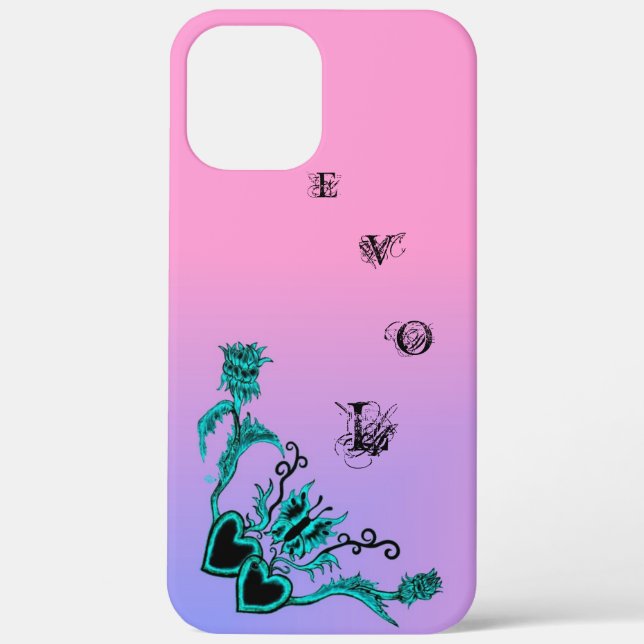 Heart with Flower and Butterfly on Pink Rainbow Case-Mate iPhone Case (Back)