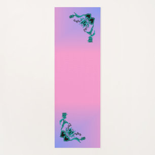 Heart with Flower and Butterfly Yoga Mat