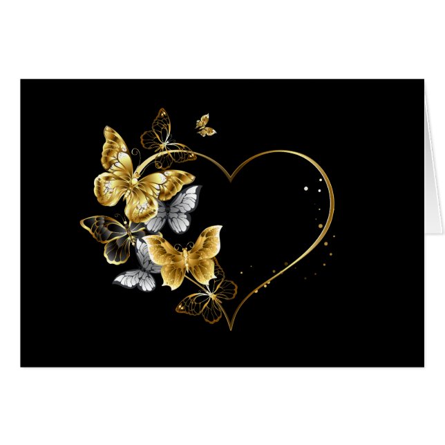 Heart with Golden Butterflies (Front Horizontal)