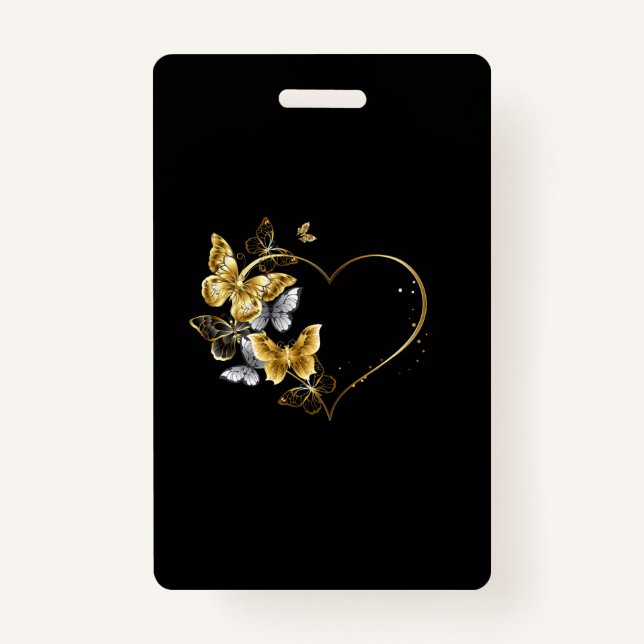Heart with Golden Butterflies Badge (Front)