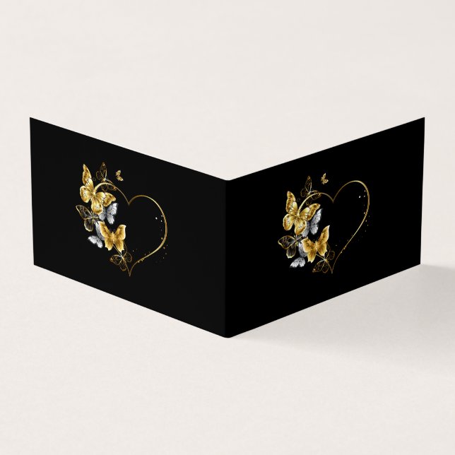 Heart with Golden Butterflies Business Card (Outside)