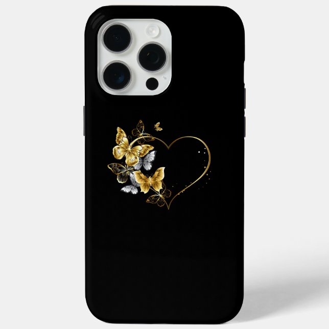 Heart with Golden Butterflies Case-Mate iPhone Case (Back)