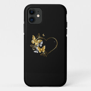 Heart with Golden Butterflies iPhone 11 Case