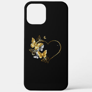 Heart with Golden Butterflies iPhone 12 Pro Max Case