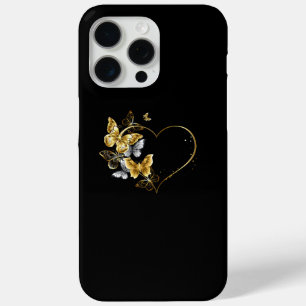 Heart with Golden Butterflies iPhone 15 Pro Max Case