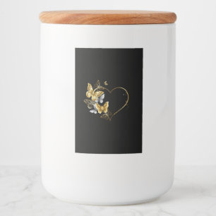 Heart with Golden Butterflies Food Label