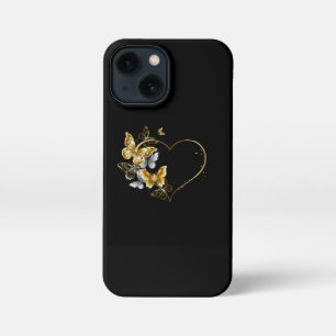 Heart with Golden Butterflies iPhone 13 Mini Case