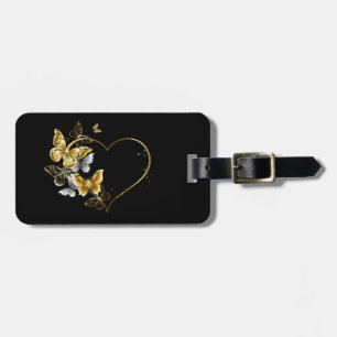 Heart with Golden Butterflies Luggage Tag