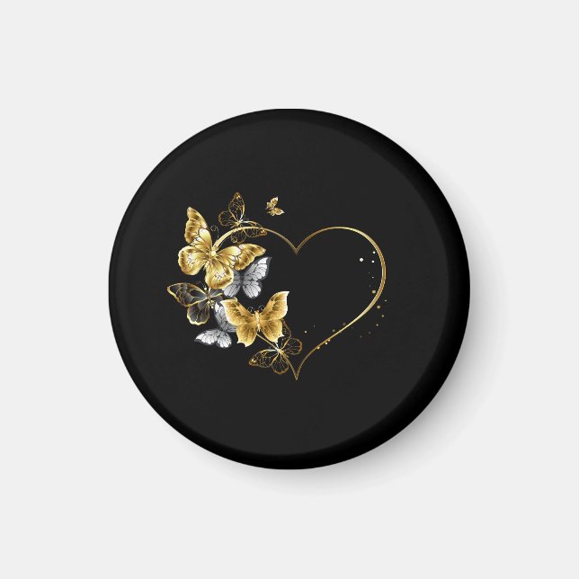Heart with Golden Butterflies Magnet (Front)